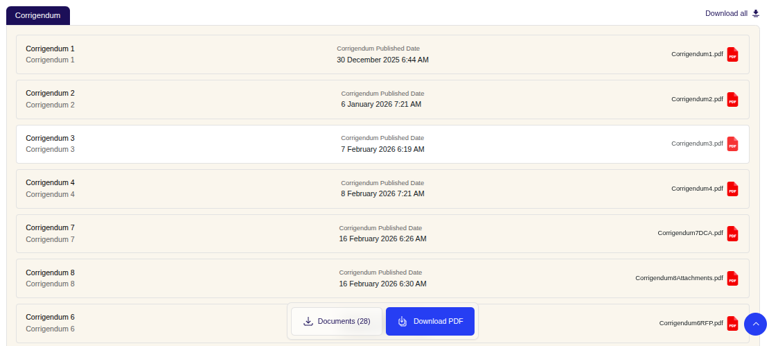 TenderGrid Corrigendum Tracking