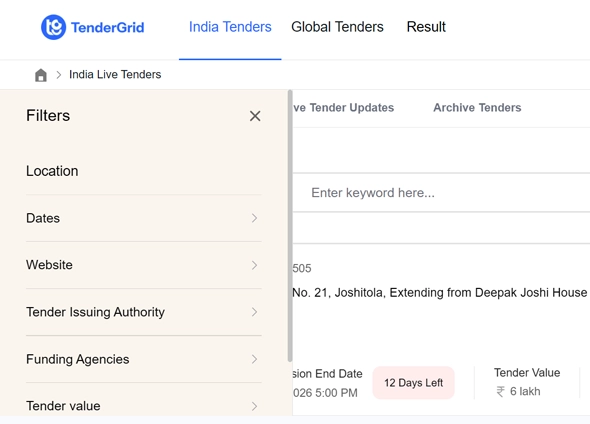 TenderGrid Advanced Filtering