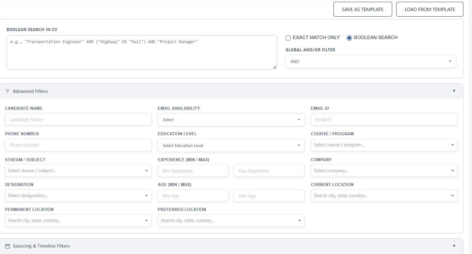 Talent Grid CV search and candidate filtering